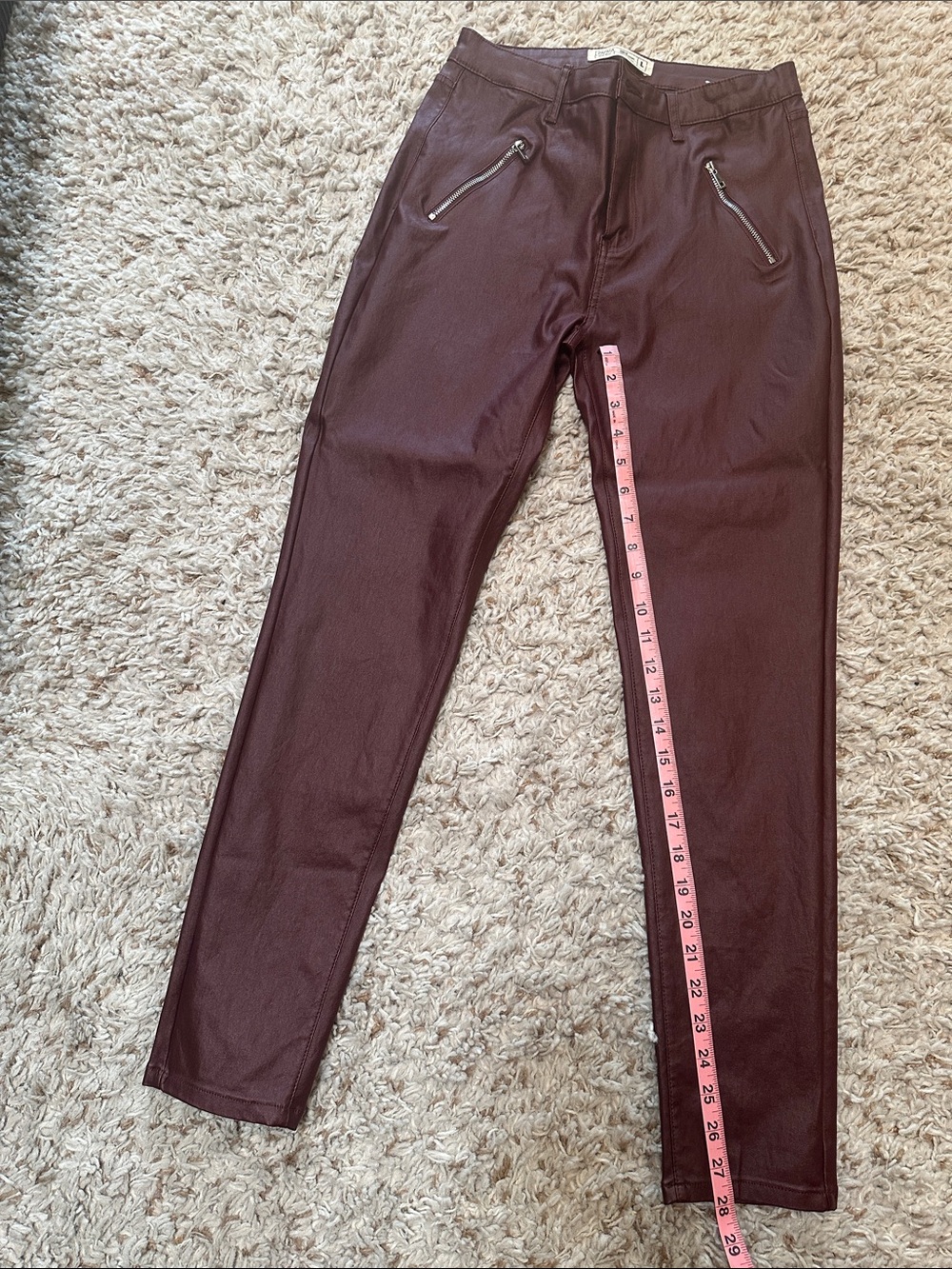 Papaya Burgundy Faux Leather Skinny Pants